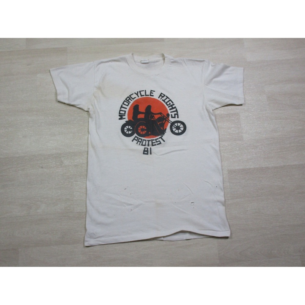 Motorcycle Rights Protest 1981 Vintage T-Shirt Harley Davidson Indian Triumph L